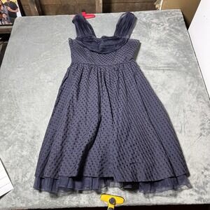 Girls From‎ Savoy Anthropologie Navy Blue Peggy Sue Dress Retro Pinup Size 8